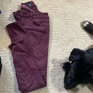 American Eagle burgundy skinny jeans. Size 4